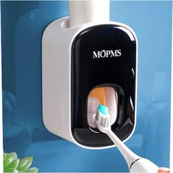 MOPMS Toothpaste Dispenser Wall Mounted for Bathroom Automatic Toothpaste Squeezer for Kids and Adult (Black-1Pcs)
