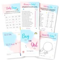 WOODAMORE Baby Gender Reveal Games for Guests - Funny Baby Shower Games for Boy or Girl Gender Reveal Decorations, Baby Bingo for Gender Reveal Ideas, Old Wives Tales, Mom Or Dad Gender Party Game