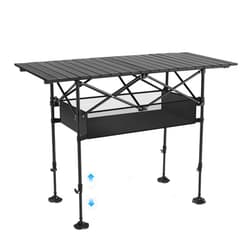 ALPHA CAMP Camping Table Folding Outdoor Table with Adjustable Height, Large Storage Bag and Carrying Bag, Portable Aluminum Table for Indoor & Outdoor Picnic BBQ Backyards Beach