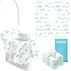 Blissful Diary 30 Pcs Toilet Seat Covers Disposable for Toddlers & Adults, Extra Large Waterproof, Portable Package for Travel, Kids Potty Training