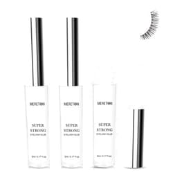 MERETON 2 PCS Lash Glue for False Eyelashes, Super Strong Hold Clear Eyelash Glue, Latex Free Long-Lasting Lash Adhesive Waterproof White Strip Eye Lash Glue, Fast Drying Eyelash Adhesive for Sensitive Eyes