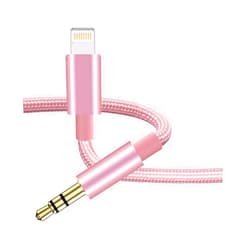 Geobom [Apple MFi Certified] iPhone AUX Cord for Car Stereo, Lightning to 3.5mm Audio Cable Compatible with iPhone 14/13/12/11/XR/XS/X/8/7/6/iPad to Car Home Stereo Speaker Headphone, 3.3ft (Pink)