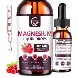 GORNVB (2 Pack) Magnesium Glycinate Liquid Drops | 1000mg Liquid Magnesium Complex with D3, L-Thea & GABA for Energy, Sleep, Nerve and Heart Health, High Absorption, Raspberry Flavor