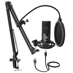 FIFINE Studio Condenser USB Microphone Computer PC Microphone Kit with Adjustable Boom Arm Stand Shock Mount for Instruments Voice Overs Recording Podcasting YouTube Vocal Gaming Streaming-T669