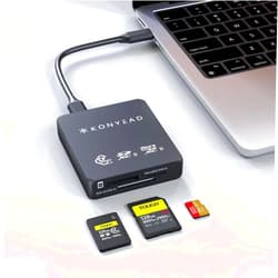 KONYEAD CFexpress Type A & SD & Micro SD 3-in-1 Card Reader, Designed for iPhone/iPad OTG Adapter, Auxiliary Power Supply,USB 3.2 Gen 2 10Gbps,UHS-II,for iOS/Windows/Mac OS/Android(9332A)