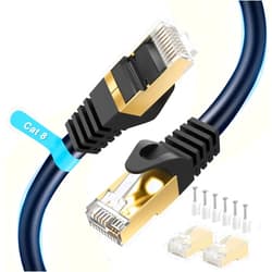 Ablian Cat 8 Ethernet Cable 50 ft, 26AWG Latest 40Gbps 2000Mhz SFTP Patch Cord,Heavy Duty High Speed Cat8 LAN Network Shielded RJ45 Cable- in Wall,Outdoor,Weatherproof Rated for Router,Modem