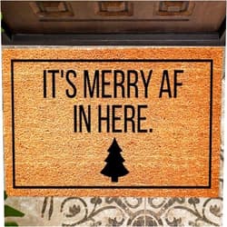 QAZIUY Door Mats Outdoor Entrance Durable Outside Door Mats for Front Door It's Merry Af in Here Welcome Mat Funny Deals Fade Resistant Indoor Outdoor Mat for Home Entry Floor