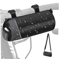 FINPAC Bike Handlebar Bag, Waterproof Bicycle Front Frame Storage Pouch for Cycling, Detachable Shoulder Strap, Mountain Road Bike Bag Bicycle Accessories, Black with reflective strips
