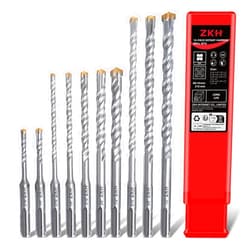 ZKH 10 Pcs SDS Plus Bits Set, (3/16'',1/4'',5/16'',3/8