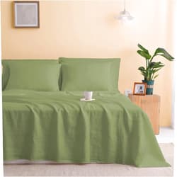 NATUREFIELD 100% Linen Bed Sheets Set King Size, Extra Soft Washed French Linen Bed Sheets, Moisture Wicking Bedding 4 Piece Fitted Sheet with 16