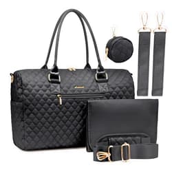 LOVEVOOK Diaper Bag Tote with Pacifier Case and Changing Pad, Large Capacity Mommy Bag for Hospital and Weekender Travel, Functional Baby Bag Newborn Baby Essential, Black