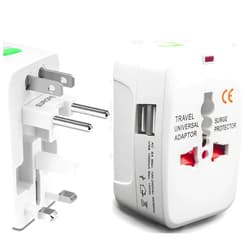 Fideewcw Universal Travel Adapter, International Power Adapter with 2 USB Ports, Plug Adapter Travel Adapter Worldwide Universal Charger Power Adapter - for USA, EU, UK, AUS (2)