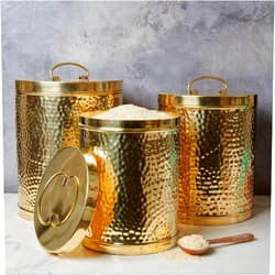 Cook Eat Serve Craft Jumbo Pure Brass Pantry Flour Canister Set of 3