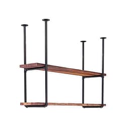 SHUICAO Wall Shelves Retro Ceiling Flower Stand, Industrial Hanging Floating Shelves 2-Tiers Wine Rack, Easy to Install, U Shape Pumbing Pipe Bracket for Kitchen