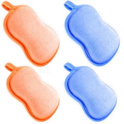Tatuo 4 Pieces Baby Bath Sponge Cotton Baby Sponge Soft and Absorbent Sponge for Kids Babies Men Women (Orange,Blue)