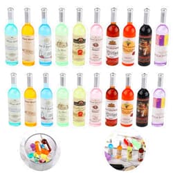 LUTER 20pcs Miniature Bottles, Cute Dollhouse Wine Bottles Make Mini Food Mini House Drink Accessories for 1:12 Scale Dollhouse Decors (10 Colors)