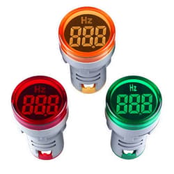 DMWD 22mm Frequency Meter, 3Pcs Round Big LED Digital Dispay Hertz Meter, Measuring Range 0-99 Hz Green Red Yellow Signal Indicator Light Panel