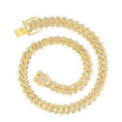 LMWTJE Mens Cuban link Chain Iced Out Miami Cuban Necklace Bling Diamond chains Hip Hop Jewelry for Men Women 13mm Silver/Gold/Rose Gold