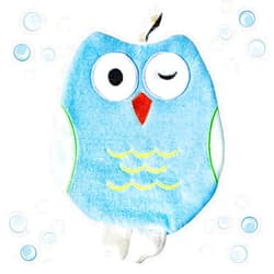 Harmony N More Ollie The Owl Washcloth - Animal Shape Cotton Mitt - Zoo Glove - Puppet Washcloth - Children Bath Glove - Bath Cloth (Blue Owl)