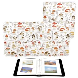 YETTASBIN Photo Albums, Mushroom PU Leather Bookshelf Photo Albums, Large Waterproof DIY 3 Ring Scrapbooking Album with 40 Detachable Blank Pages for Family Wedding Baby Life Memory