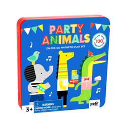 Petit Collage Magnetic Play Set, Party Animals – Mix & Match Magnetic Game Board, Ideal for Ages 3+ – Includes 2 Magnetic Scenes and Over 25 Magnet Pieces, Ideal Travel Activity for Kids