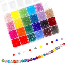 Frigatebird 2400Pcs Faceted Rondelle Beads, 4mm Crystal Glass Beads AB Color Plated Bicone Faceted Glass Beads for Bracelet Necklace Jewelry Making Set DIY Craft Projects (24 Mixed Colors)