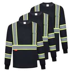 ProtectX Men's High Visibility Heavy Duty Long Sleeve Reflective Safety T-Shirts for Construction, Class 2-3 Type R