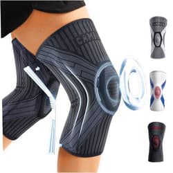 CAMBIVO 2 Pack Knee Brace with Side Stabilizers & Patella Gel Pad for Women and Men, Knee Support for Weightlifting, Climbing, Knee Compression Sleeves for Pain Relief, Arthritis