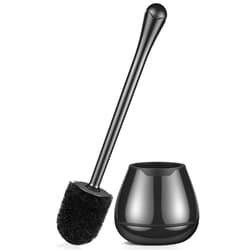 Alpsnow Toilet Brush and Holder, Toilet Bowl Brush and Holder with Long Handle, Plastic Holder Easy to Hide, Drip-Proof, Easy to Assemble, Deep Cleaning