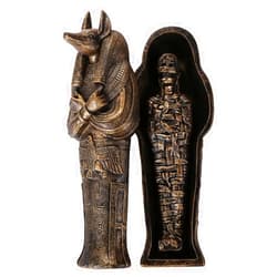Pacific Giftware Ancient Egyptian Artifact Collectible God of Underworld Anubis Sarcophagus Coffin w/Mummy Insert Figurine 5.5 Inch L