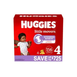 Huggies Little Movers Diapers, Size 4-22-37 Pounds (156 Count)