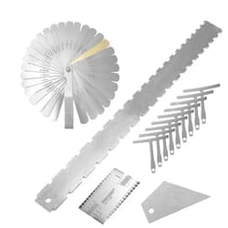 Jiayouy 13 Pieces Luthier Tools Including 32 Blades Feeler Gauge 9pcs Understring Radius Gauge Guitar Neck Notched Straight Edge String Action Gauge Ruler Fret Rocker for Guitar and Bass Setup Tool