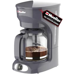 MUELLER HOME 12-Cup Drip Coffee Maker Perfect for Home or Office, Borosilicate Carafe, Auto-Off, Reusable Filter, Anti-Drip, Keep-Warm Function, Clear Water Level Window, Gray