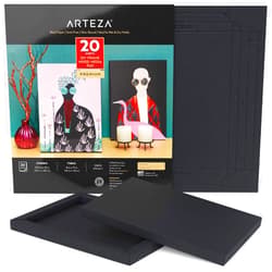 ARTEZA Mixed Media Paper Foldable Canvas Pad, 8x11 Inches, 20 Sheets, Black Paper