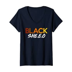 Melanin Hustle and Entrepreneur Gifts Co. Womens Black She.E.O - Women Black Entrepreneur CEO Black History V-Neck T-Shirt