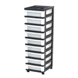 IRIS 9-Drawer Storage Cart with Organizer Top, Black