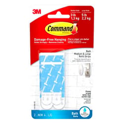 Command Bath Water-Resistant Adhesive Refill Strips, Re-Hang Medium and Large Bath Hooks or Caddies, 2 Medium Strips, 4 Large Strips