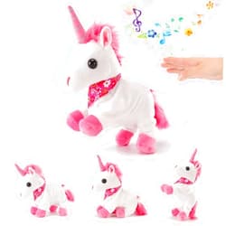 Liberty Imports Interactive Animated Walking Pet Electronic Unicorn Plush Sound Control Toy Animal - Gallops and Neighs (Unicorn)