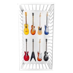 Lyzelre Guitar Fitted Crib Sheet,A Wide Variety of String Instruments Realistic Musical Pattern Jazz Blues Acoustic Microfiber Silky Soft Toddler Mattress Sheet Fitted,28