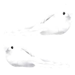 Framendino, 2 Pack White Doves Bird Decorations Artificial Simulation Foam Feathered Bird Ornaments for Christmas Wedding Wreaths Crafts