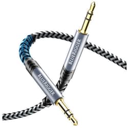 BlueRigger 3.5mm Stereo Audio Cable (25FT, 24K Gold Plated Jack, Auxiliary Cable, Male to Male, Hi-Fi Sound) – Aux Cord for Headphones, Home Car Stereo, Speaker, Amplifier, Phones, Tablets, Laptops