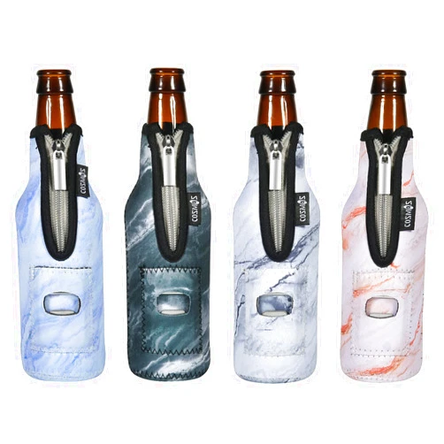 Cosmos 4 Pcs Beer Bottle Sleeves Neoprene Insulator Sleeves Bottle Jackets Sleeves 12 OZ Beverage Bottle Cooler with Built in Bottle Opener (Marble Pattern (4 Pcs))