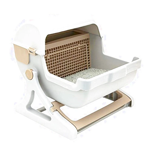 SportPet Designs Le you pet semi-automatic quick cleaning cat litter box, Luxury cat toilet(white / milk brown)