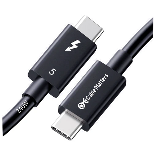 Cable Matters [Intel Certified] 80Gbps Thunderbolt 5 Cable with up to 120Gbps Bandwidth Boost and 240W Charging in Black - 1m / 3.3ft, Compatible with Thunderbolt 4, USB4, Thunderbolt 3 and USB-C