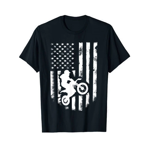 Motorcross Dirt Bike Gifts Co. American Flag Motorcross Braap Dirt Bike Off Road Enduro T-Shirt
