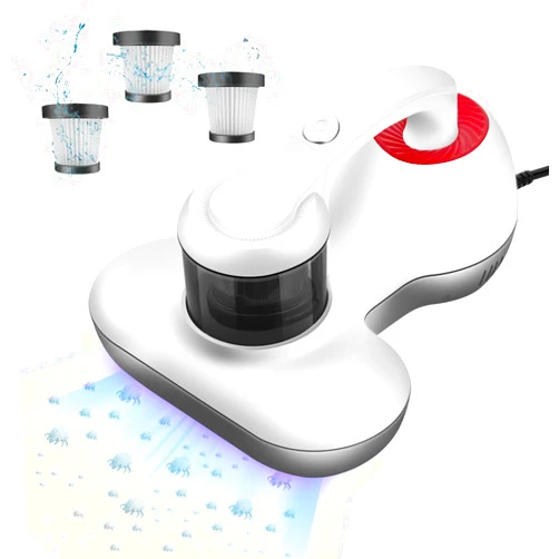 XIEYUZEUS Bed Vacuum Cleaner with 12KPa Powerful Suction Upgraded Handheld Mattress Vacuum Cleaner for Bed Sheet Pillow Couch(3 PCS HEPA Filter), Red and White (LP-1003)
