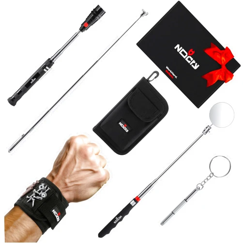 NoCry Magnetic Tool Set - Includes a Magnetic Wristband, Telescopic Pen Magnet Tool, 3-IN-1 Mini Screwdriver, Extendable Mechanic Mirror, Magnetic Flexible Flashlight - Magnetic Pickup Tool Set