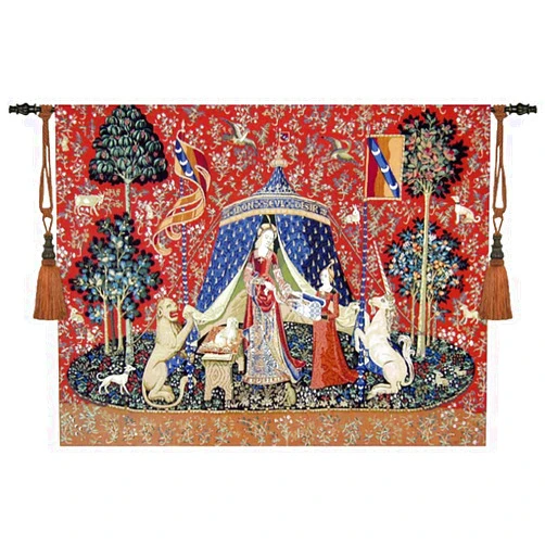 Aubelin Tapestry Mudium DESIRE The Lady & Unicorn Medieval Tapestry Wall Hanging Jacquard Weave Size 47