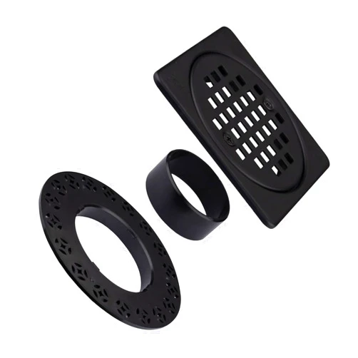 Gertrdti 4 Inch Drain Grate Kit Compatible with Schluter Kerdi-Drain Flange Square Shower Floor Drain Matte Black