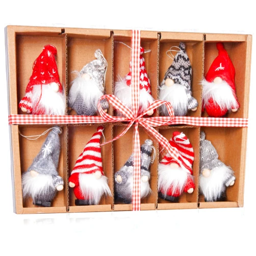 BRUBAKER 10-Piece Set Christmas Gnome Made of Wood and Rope - Tree Pendant Christmas Gnome Gnome - Christmas Pendant about 4 Inches - Christmas Gnome in Gift Box